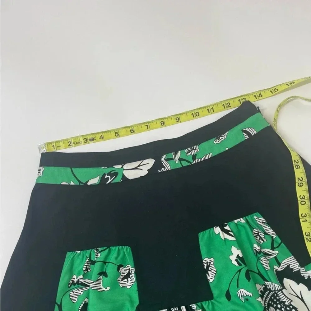 NEW Diane Von Furstenberg Claire Skirt in Simple Toile Garden Green Black Size 6